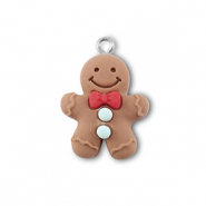 Anh&auml;nger aus Resin Gingerbread Man Brown-red-blue