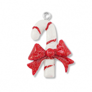 Anh&auml;nger aus Resin Candy Cane with Bow White-red