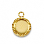 Geburtsstein Anh&auml;nger mit Fassung f&uuml;r SS16 Flatback Rostfreiem Stahl Gold