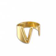 Stainless Steel - Rostfrei Stahl Ringe Letter V Gold