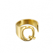Stainless Steel - Rostfrei Stahl Ringe Letter Q Gold