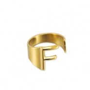 Stainless Steel - Rostfrei Stahl Ringe Letter F Gold