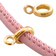 Anh&auml;nger DQ Metall mit &Ouml;se (f&uuml;r 4mm Leder gesteppt) Gold (Nickelfrei)