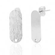 Zubeh&ouml;r Metall DQ Earpin Oval mit &Ouml;se Antik silber (Nickelfrei)