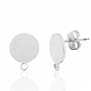 Zubeh&ouml;r Metall DQ Earpin rund 10mm mit &Ouml;se Antik silber (Nickelfrei)