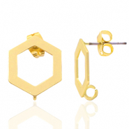 Zubeh&ouml;r Metall DQ Earpin Hexagon mit &Ouml;se Gold (Nickelfrei)