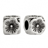 Perlen Metall DQ Blume cube 5mm Antik silber (Nickelfrei)