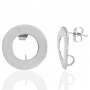 Stainless Steel - Rostfrei Stahl Ohrringe / Ohrstecker 18mm mit &Ouml;se Silber
