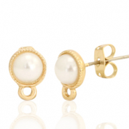 Zubeh&ouml;r Metall DQ Ohrstecker rund 7mm Perle mit &Ouml;se Gold (Nickelfrei)