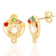 Zubeh&ouml;r Metall DQ Ohrstecker Muschel Perle mit &Ouml;se Gold (Nickelfrei)