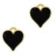Anhänger Metall DQ Heart Gold-schwarz (Nickelfrei)