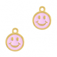 Anh&auml;nger Metall DQ Smiley Gold-light pink (Nickelfrei)