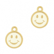 Anh&auml;nger Metall DQ Smiley Gold-ivory white (Nickelfrei)