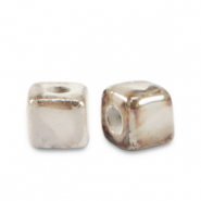 Perlen Griechische Keramik DQ Cubes 5mm Beige-brown