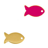 Anh&auml;nger Metall DQ Fish Gold-neon fuchsia pink (nikkelvrij)
