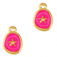 Anh&auml;nger Metall DQ Starfish Gold-neon fuchsia pink (nikkelvrij)