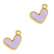 Anhänger Metall DQ Heart Gold-lavender purple (nikkelvrij)