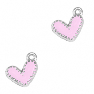 Anhänger Metall DQ Heart Antik silber-lilac rose (nikkelvrij)