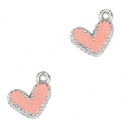 Anhänger Metall DQ Heart Antik silber-salmon pink (nikkelvrij)
