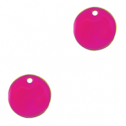 Anh&auml;nger Metall DQ 10mm Gold-neon fuchsia pink (Nickelfrei)