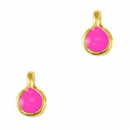 Anh&auml;nger Metall DQ 5mm Gold-neon fuchsia pink (Nickelfrei)