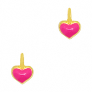 Anhänger Metall DQ Heart Gold-neon fuchsia pink (Nickelfrei)
