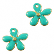 Anh&auml;nger Metall DQ Flower Gold-turquoise (Nickelfrei)