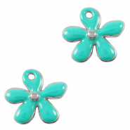 Anh&auml;nger Metall DQ Flower Antik silber-turquoise (Nickelfrei)