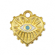 Anh&auml;nger Metall DQ Evil Eye Heart White-Light Blue-Gold (Nickelfrei)