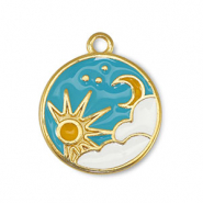 Anh&auml;nger Metall DQ Sun & Moon White-Blue-Gold (Nickelfrei)