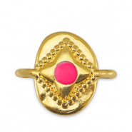 Anh&auml;nger Metall DQ Zwischenst&uuml;ck Oval Fuchsia-Gold (Nickelfrei)