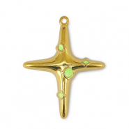 Anh&auml;nger Metall DQ Cross Lime Yellow-Gold (Nickelfrei)
