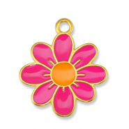 Anh&auml;nger Metall DQ Flower Fuchsia-Orange-Gold (Nickelfrei)
