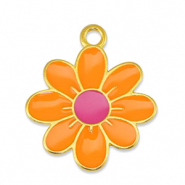Anh&auml;nger Metall DQ Flower Orange-Fuchsia-Gold (Nickelfrei)