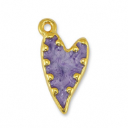 Anh&auml;nger Metall DQ Heart Pearl Purple-Gold (Nickelfrei)