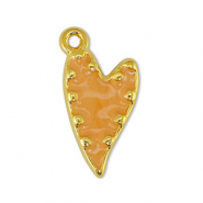 Anh&auml;nger Metall DQ Heart Pearl Light Orange-Gold (Nickelfrei)