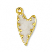 Anh&auml;nger Metall DQ Heart Pearl White-Gold (Nickelfrei)