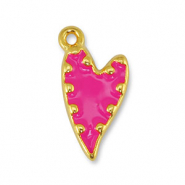 Anh&auml;nger Metall DQ Heart Fuchsia-Gold (Nickelfrei)