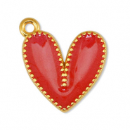 Anh&auml;nger Metall DQ Heart Pearl Red-Gold (Nickelfrei)