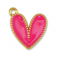 Anh&auml;nger Metall DQ Heart Fuchsia-Gold (Nickelfrei)