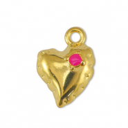 Anh&auml;nger Metall DQ Heart Fuchsia-Gold (Nickelfrei)