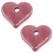 Perlen Griechische Keramik DQ Heart Magenta-pink