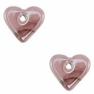 Perlen Griechische Keramik DQ Heart Pink-brown