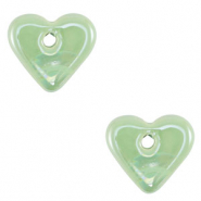 Perlen Griechische Keramik DQ Heart Light green