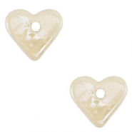 Perlen Griechische Keramik DQ Heart Off white