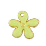 Anh&auml;nger Metall DQ Flower Gold-lime yellow (Nickelfrei)
