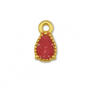 Anhänger Metall DQ Drop Gold-glitter red rose (Nickelfrei)