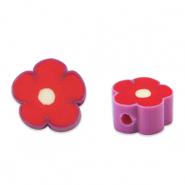 Perlen Polymer Flower Red-mauve purple