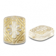 Perlen Acryl Rectangle with Flower Transparent-gold