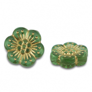 Perlen Acryl Flower Green-gold